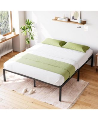 16" Bed Frame, Heavy Duty Metal Platform Bed Frame, Noise Free Full Bed Frame with Under-Bed Storage and Steel Slats Support