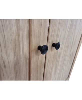 100% Solid European Oak Tall Dining Room Cabinet with Shaker Doors, Modular Design