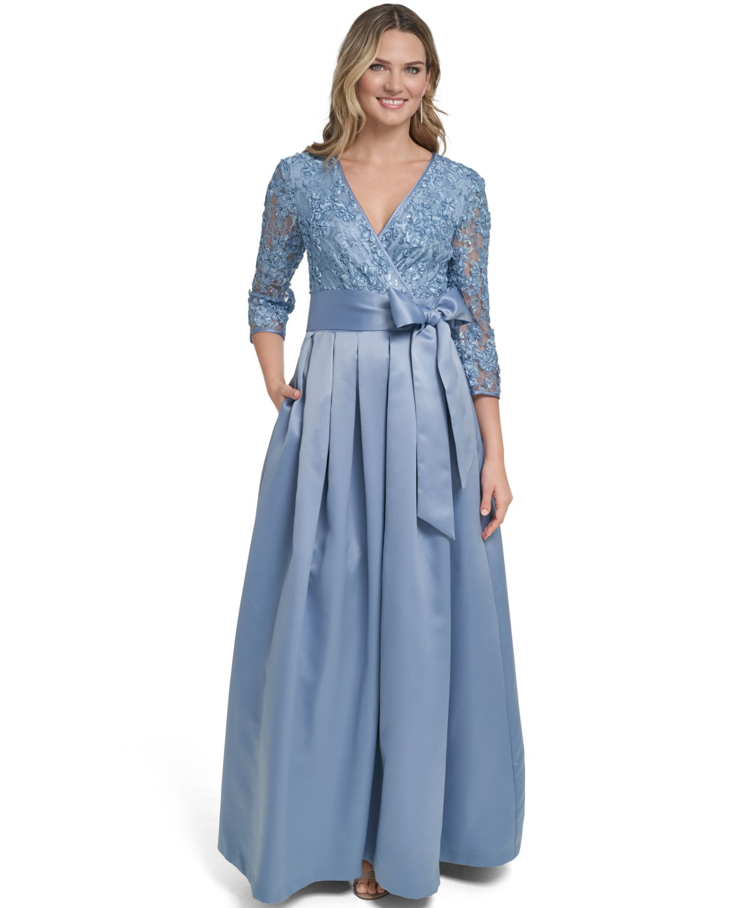 Women's V-Neck Pleated Skirt Ball Gown