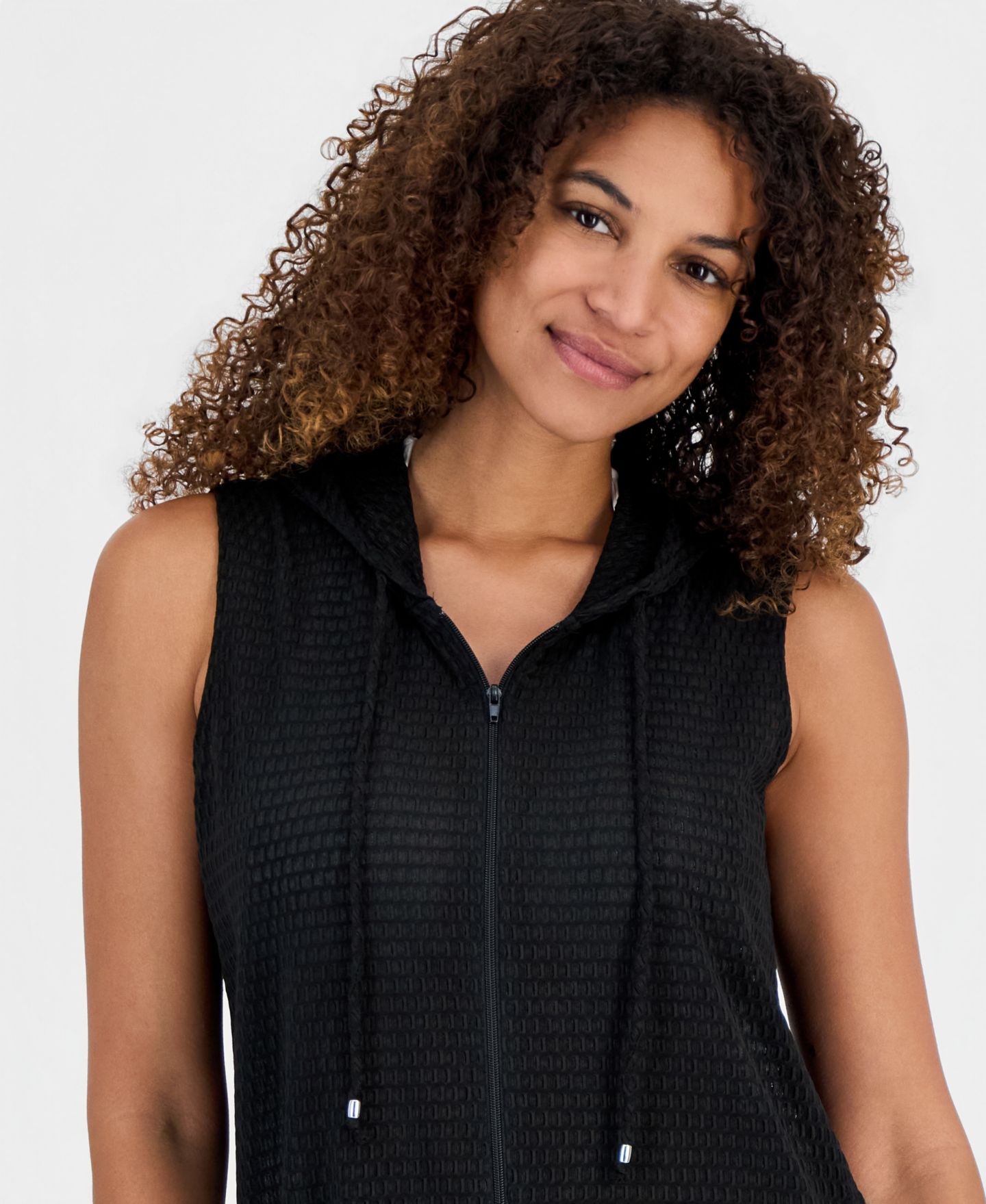 Женское худи J Valdi Sleeveless Zip-Up Swim, цвет: Чёрный — фото 5