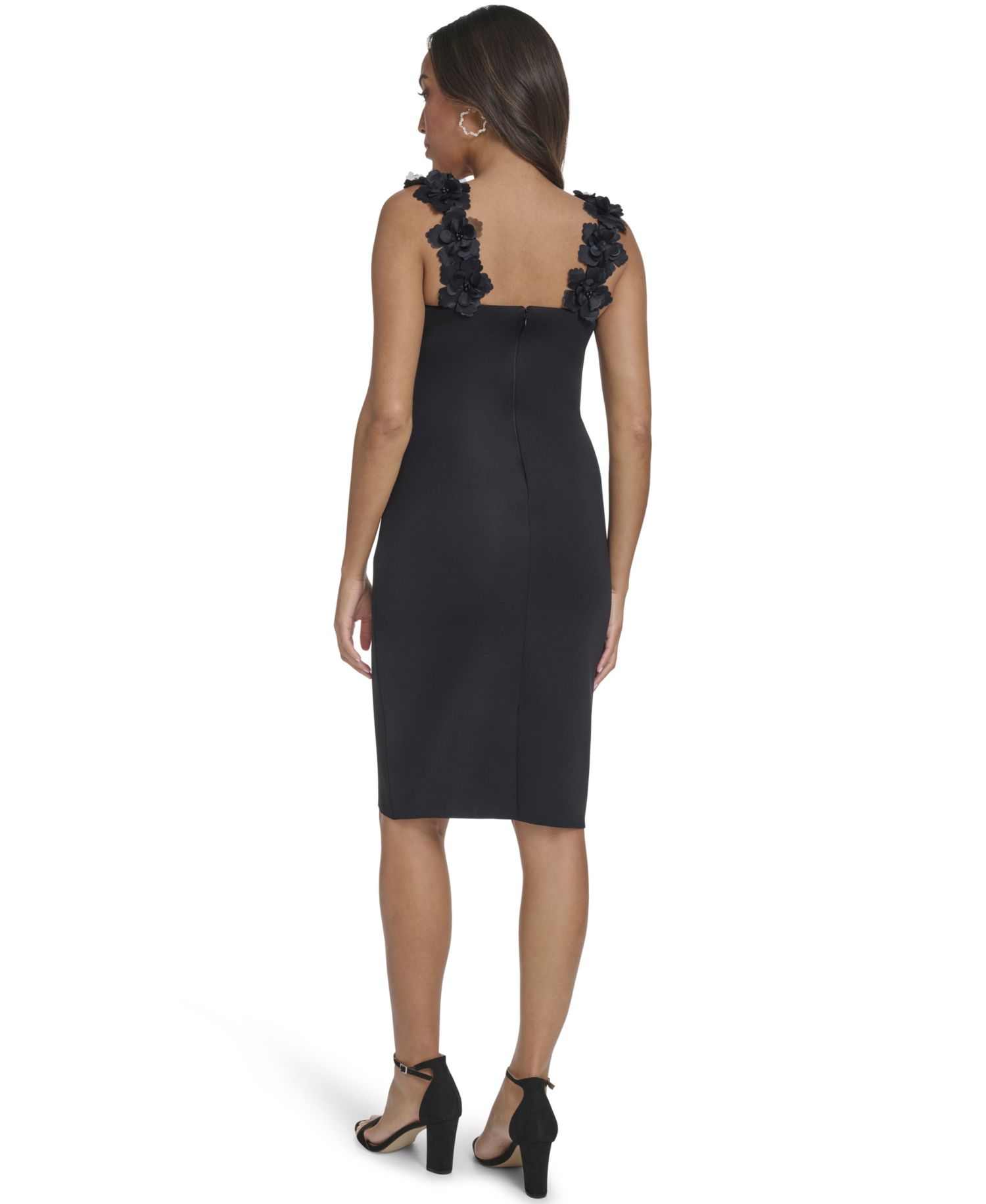 Women's Scoop Neck Floral Applique Cocktail Dress