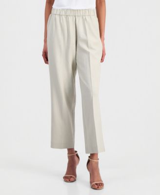 Women's Linen-Blend Mid-Rise Straight-Leg Ankle Pants