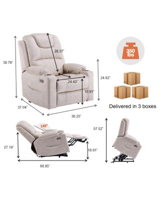  Oversized Power Lift Recliner Massage Chair for Elderly, USB/Type-C Ports