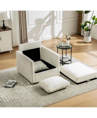  Upholstered Swivel Armchair with Hidden Storage