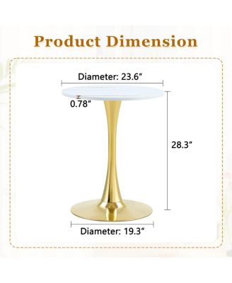 Round Dining Table Tulip Bistro Table with Metal Pedestal