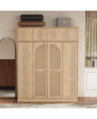  8-Door Rattan Wardrobe with Flexible Storage
