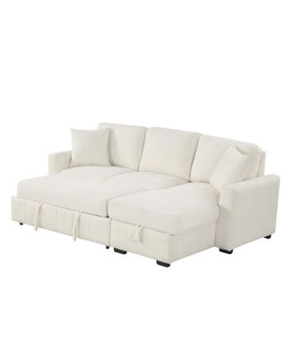 Streamdale L-Shaped Sleeper Sofa w/ Storage Chaise & Cup Holders