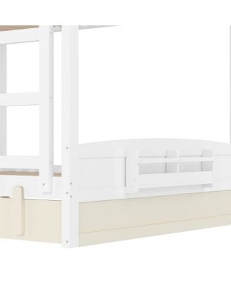 Queen Bunk Bed with Trundle, Bookshelf, and Auto Design for Kids
