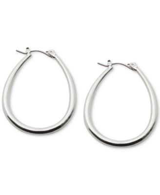 Lauren Ralph Lauren - Silver-Tone Teardrop Hoop Earrings