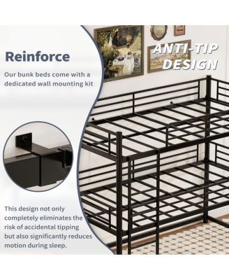 twin over twin bunk bed with three levels