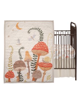 Mushroom Meadow 3-Piece Organic Cotton Infant Baby Crib Bedding Set