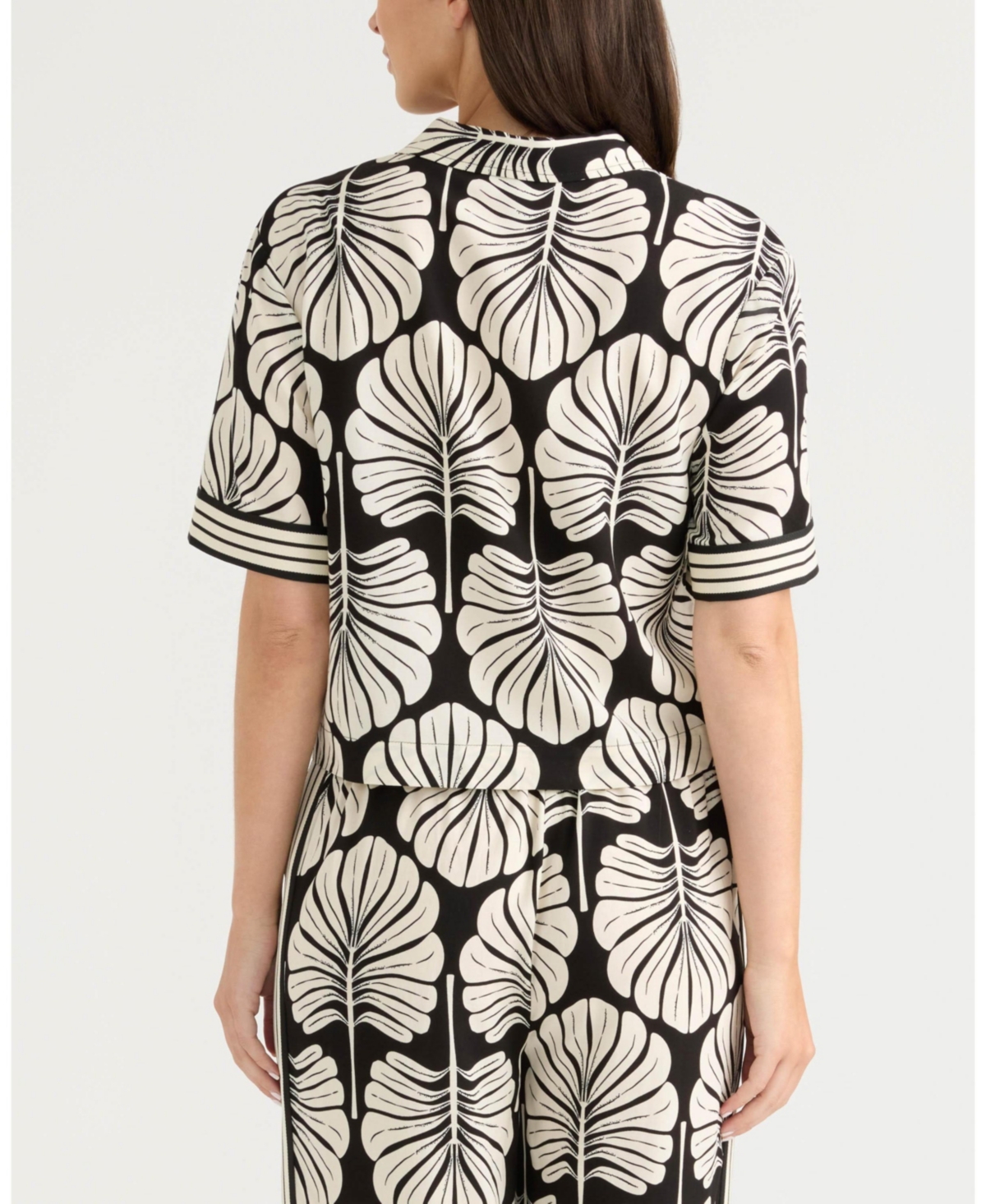 Ellen Tracy Women's Boxy Top with Stripe Cuff