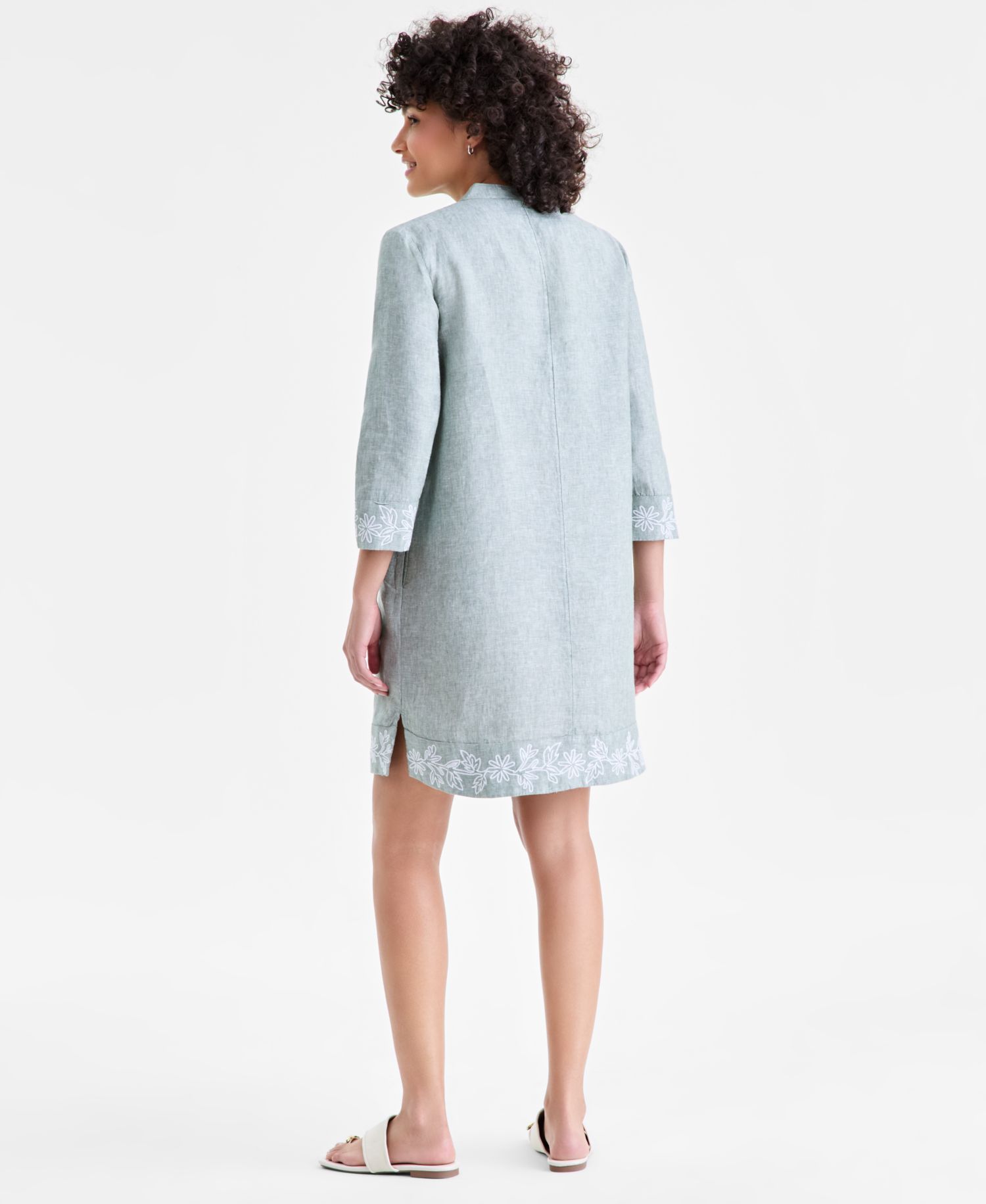 Women's 100% Linen Embroidered Dress