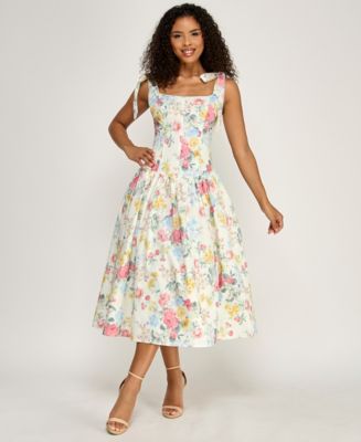 Alex & Sophia Juniors' Square Neck Floral Poplin Dress - Macy's