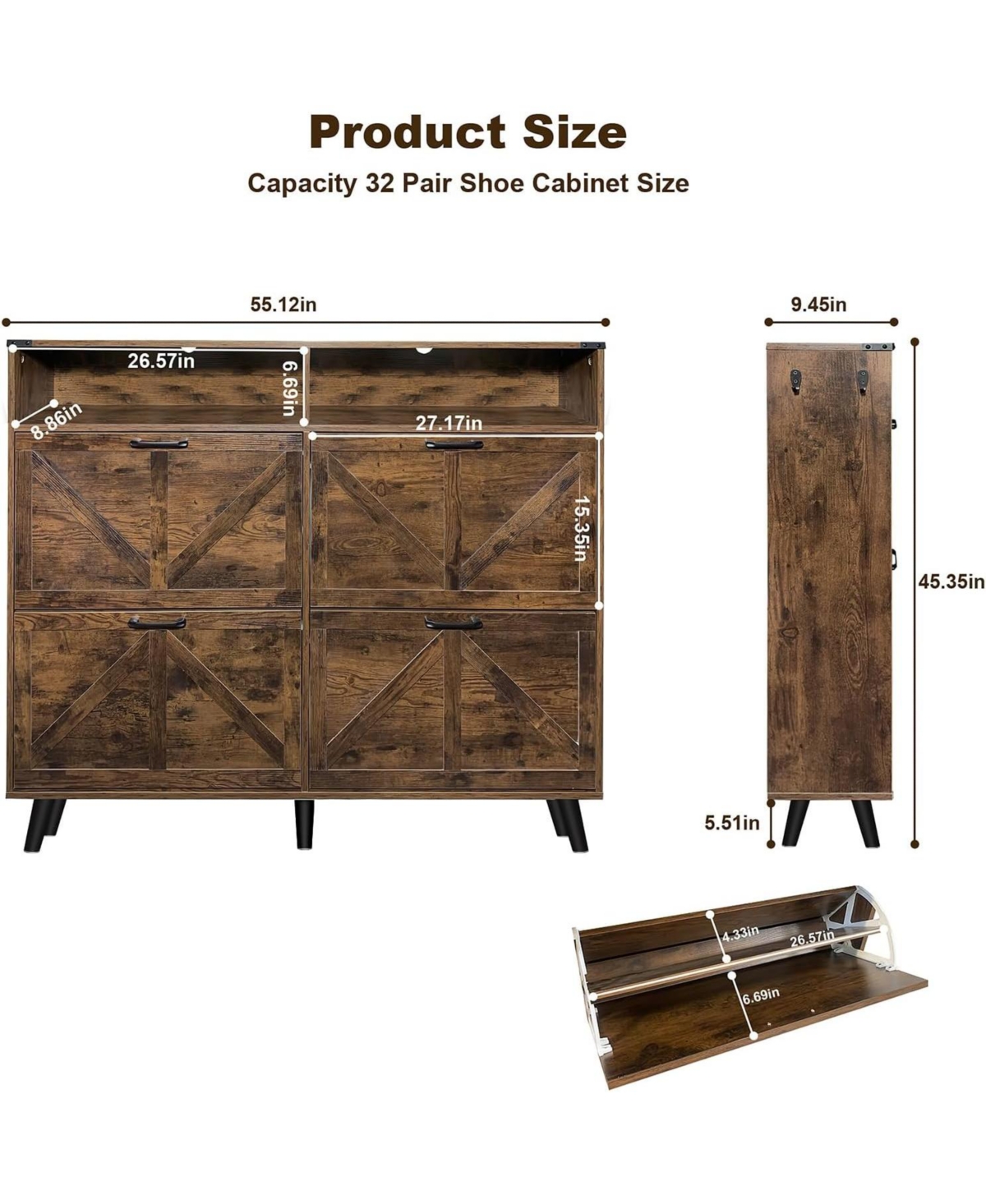 gaomon Farmhouse Slim Entryway Shoe Cabinet