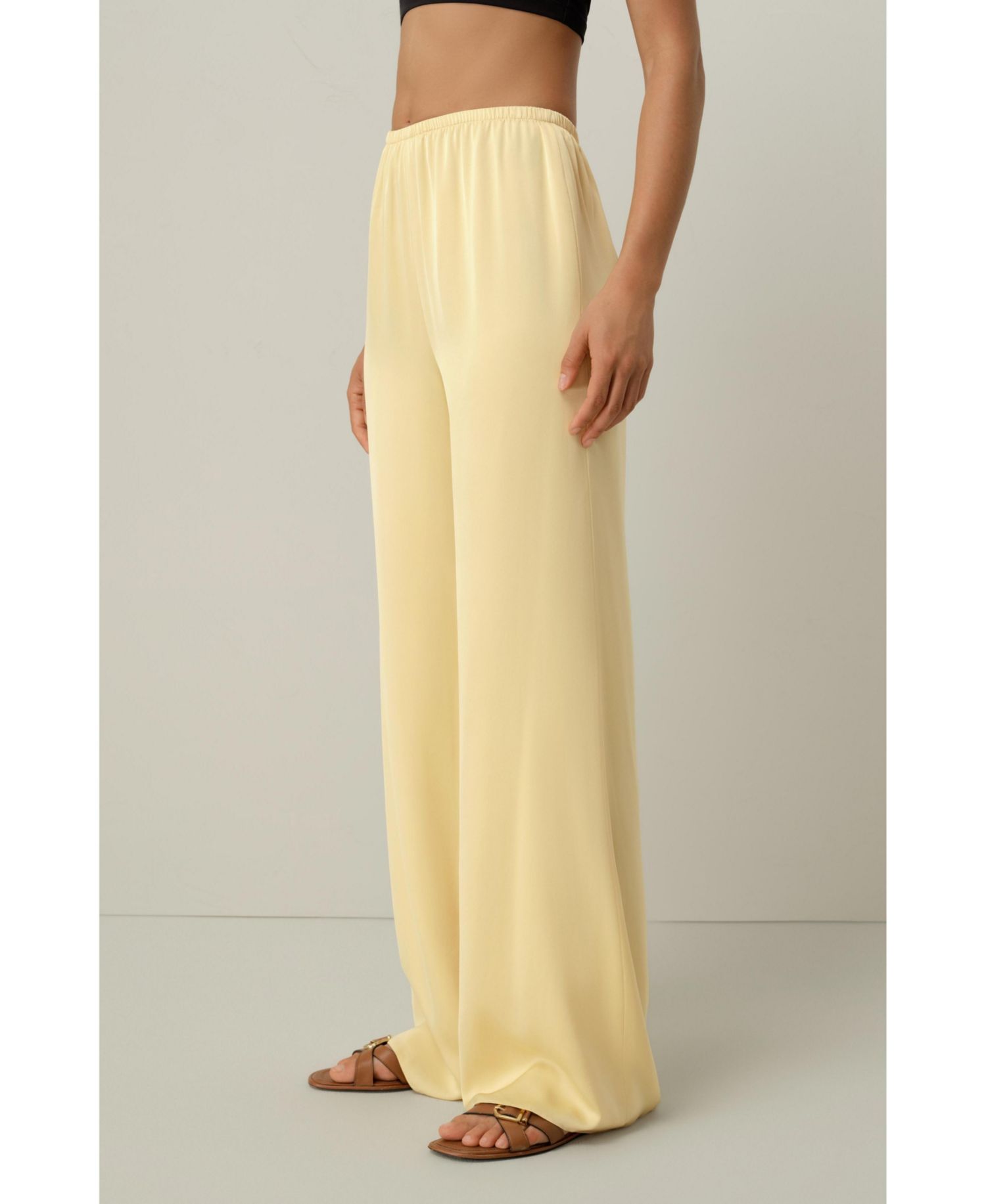 Women's Stretch Silk Georgette Straight-Leg Pant