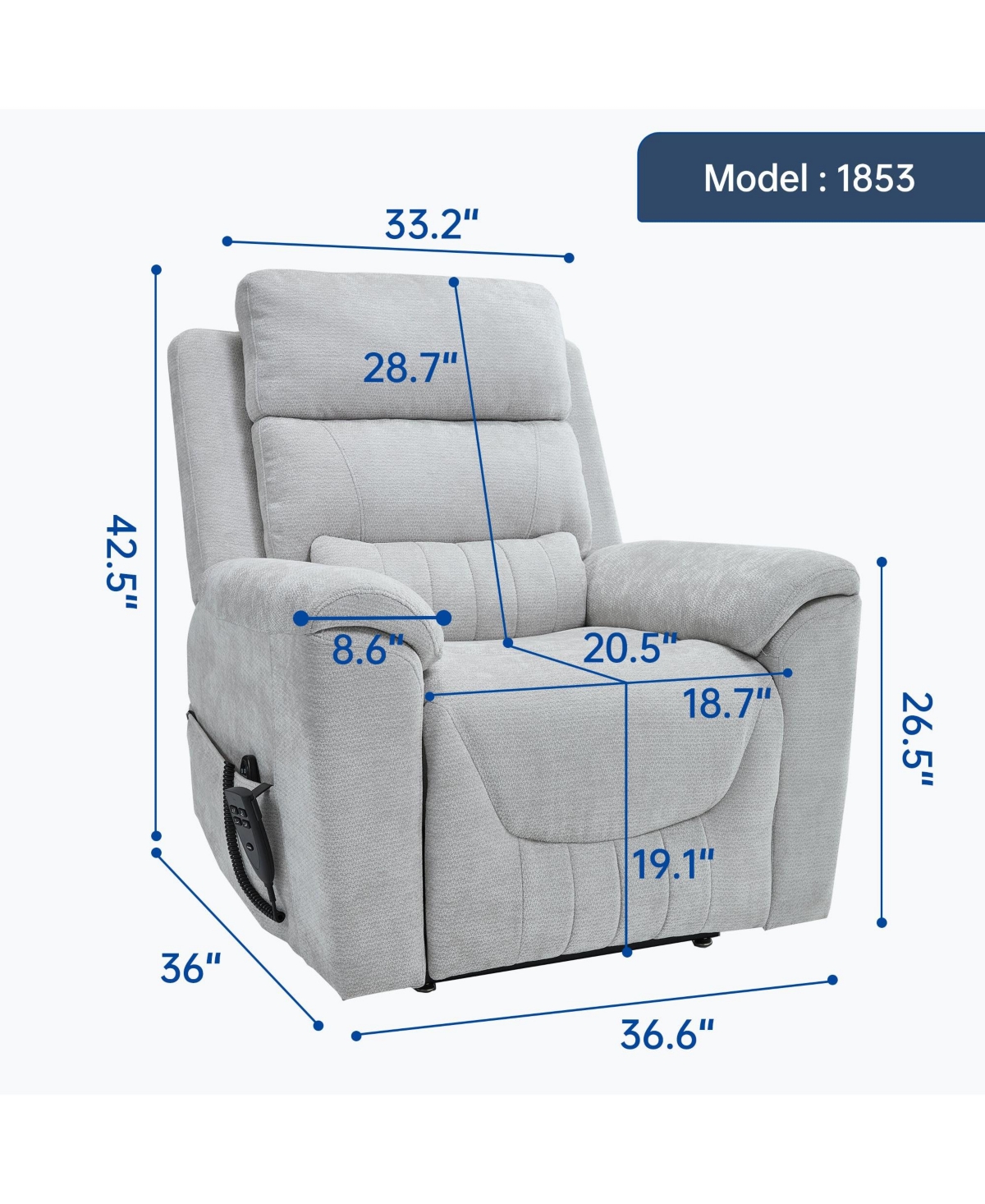 Clihome Power Lift Recliner Chair, Infinite Position Vibration Massage and Lumbar Heating