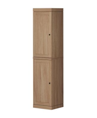 Premium 100% Solid European Oak Hardwood Bathroom Storage Cabinet with Shaker Doors – 16" Wide, 71.5" Tall