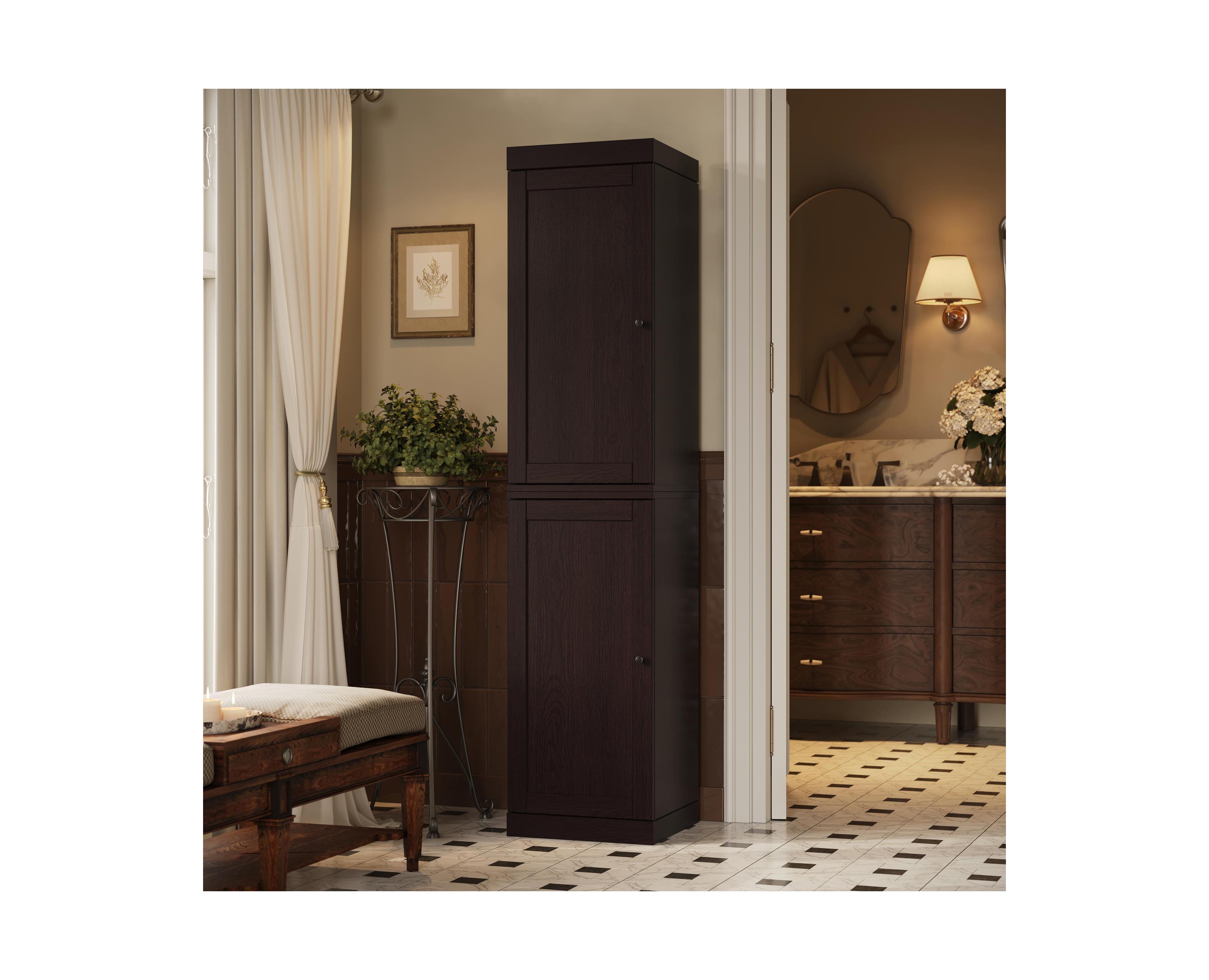 Palace Imports Premium 100% Solid European Oak Hardwood Bathroom Storage Cabinet with Shaker Doors – 16" Wide, 71.5" Tall