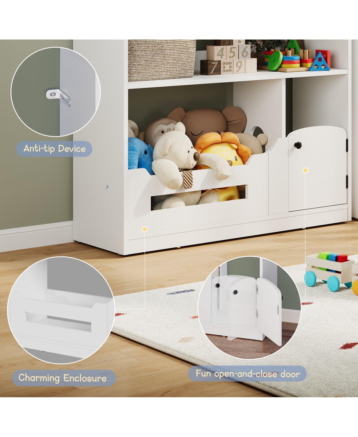 gaomon 2-Tier Kids Bookshelf and Toy Storage with Toy Storage & Motion Sensor Light