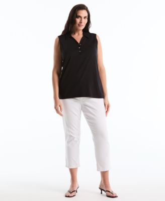 Plus Size Sleeveless Polo Top
