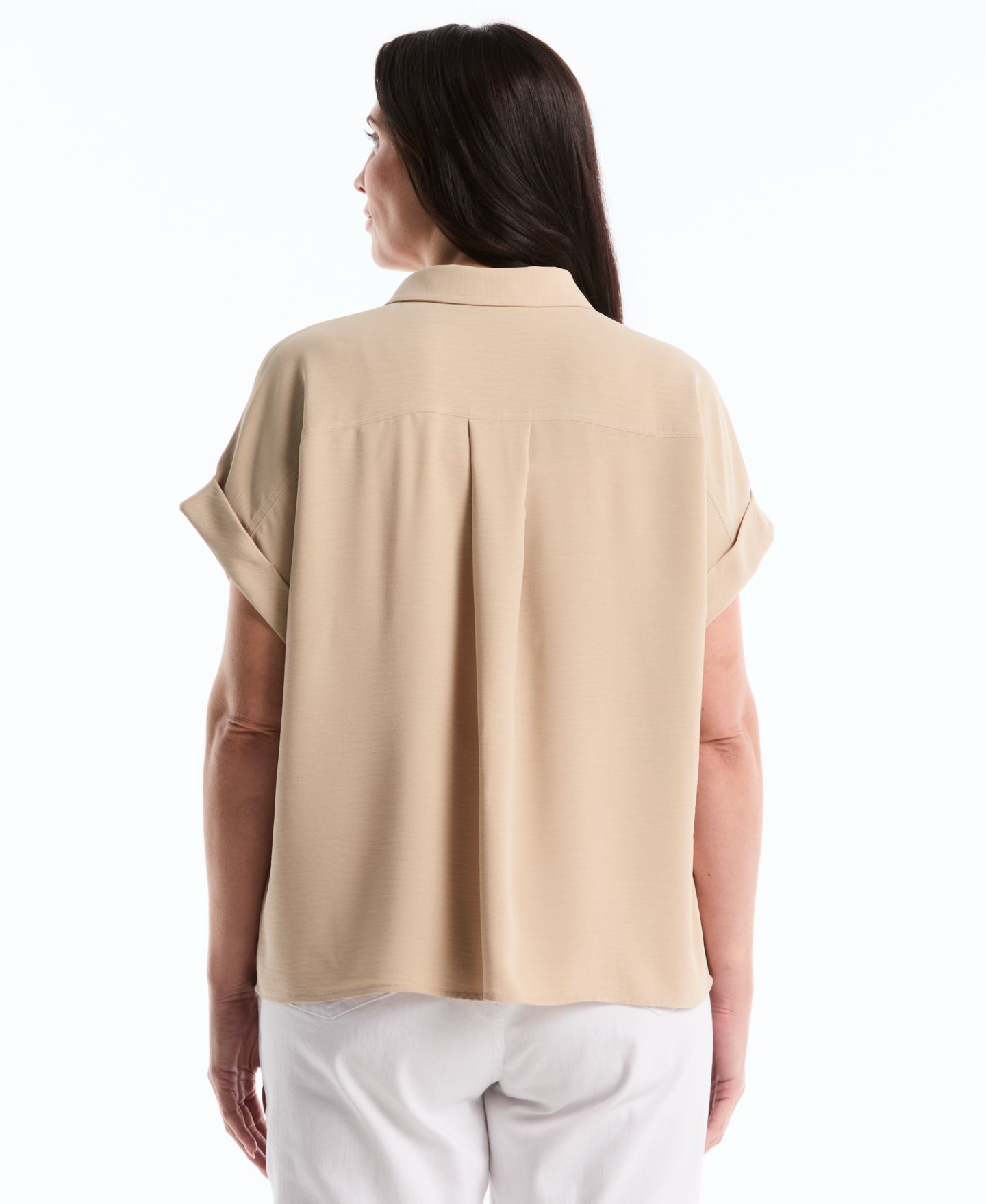 Женская рубашка Rafaella Plus Size Roll Short-Sleeve, цвет: Humus — фото 5