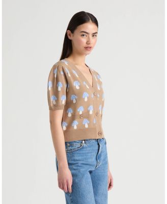 NVLT Women's Short Sleeve Jacquard Cardigan