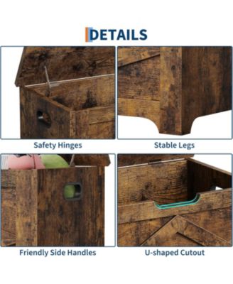 23.6" Wooden Storage Chest - Easy Assembly Toy Bench for Entryway with Safety Hinge