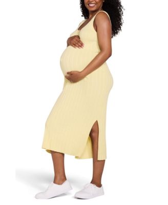 Maternity Motherhood Sleeveless Nursing Henley Midi Dress