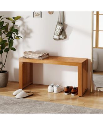 36 Inch Patio Bench All-Slat Acacia Wood Loveseat for 2 People 800 lbs Capacity