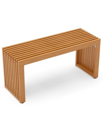 36 Inch Patio Bench All-Slat Acacia Wood Loveseat for 2 People 800 lbs Capacity
