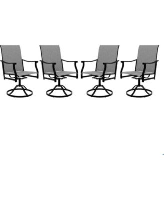 4PCS Outdoor Swivel Dining Chairs With Textilene Breathable Back