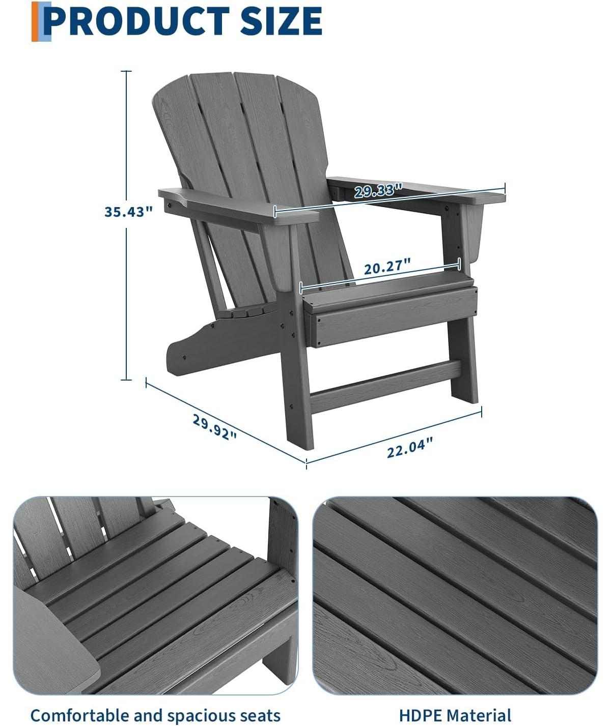 gaomon Modern Hdpe Plastic Adirondack Chair Set of