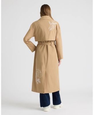Women's Trench Coat with Embroideries