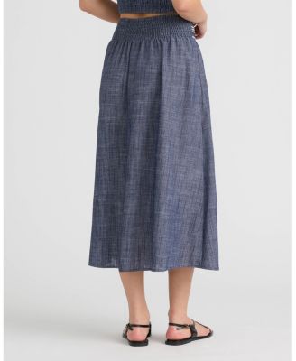 Women's Embroidered Yoke Midi Skirt