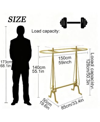 Commercial Standing Iron Clothes Hanger with Shelf