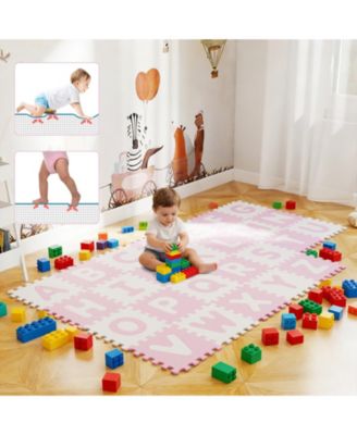 26-Piece Interlocking ABC Play Mats with Detachable Letters