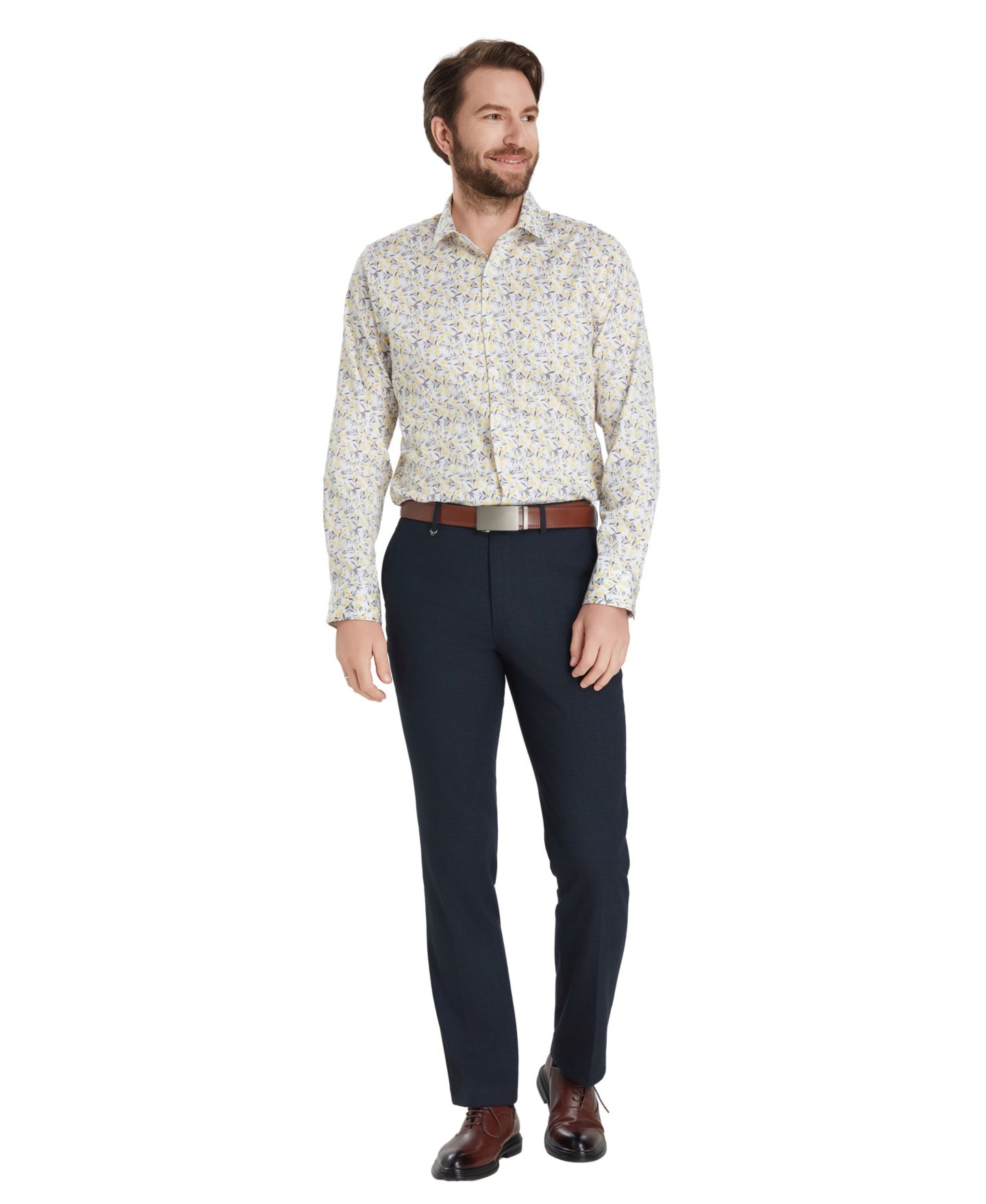 Мужская рубашка Bar III Slim-Fit Florian Ditsy Dress Shirt, цвет: Citron — фото 2