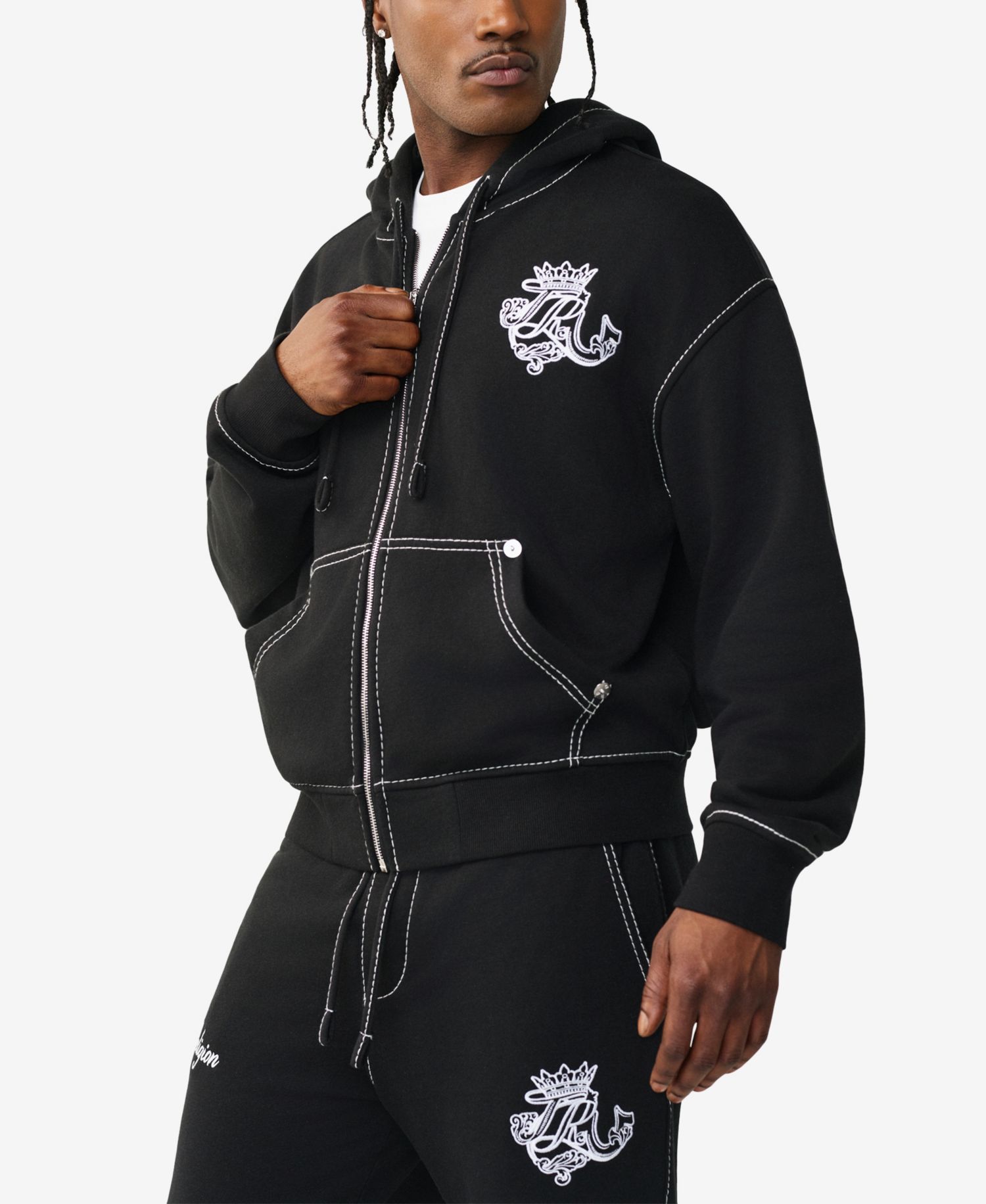 Men's Long-Sleeve Crest Zip-Up Sweatshirt