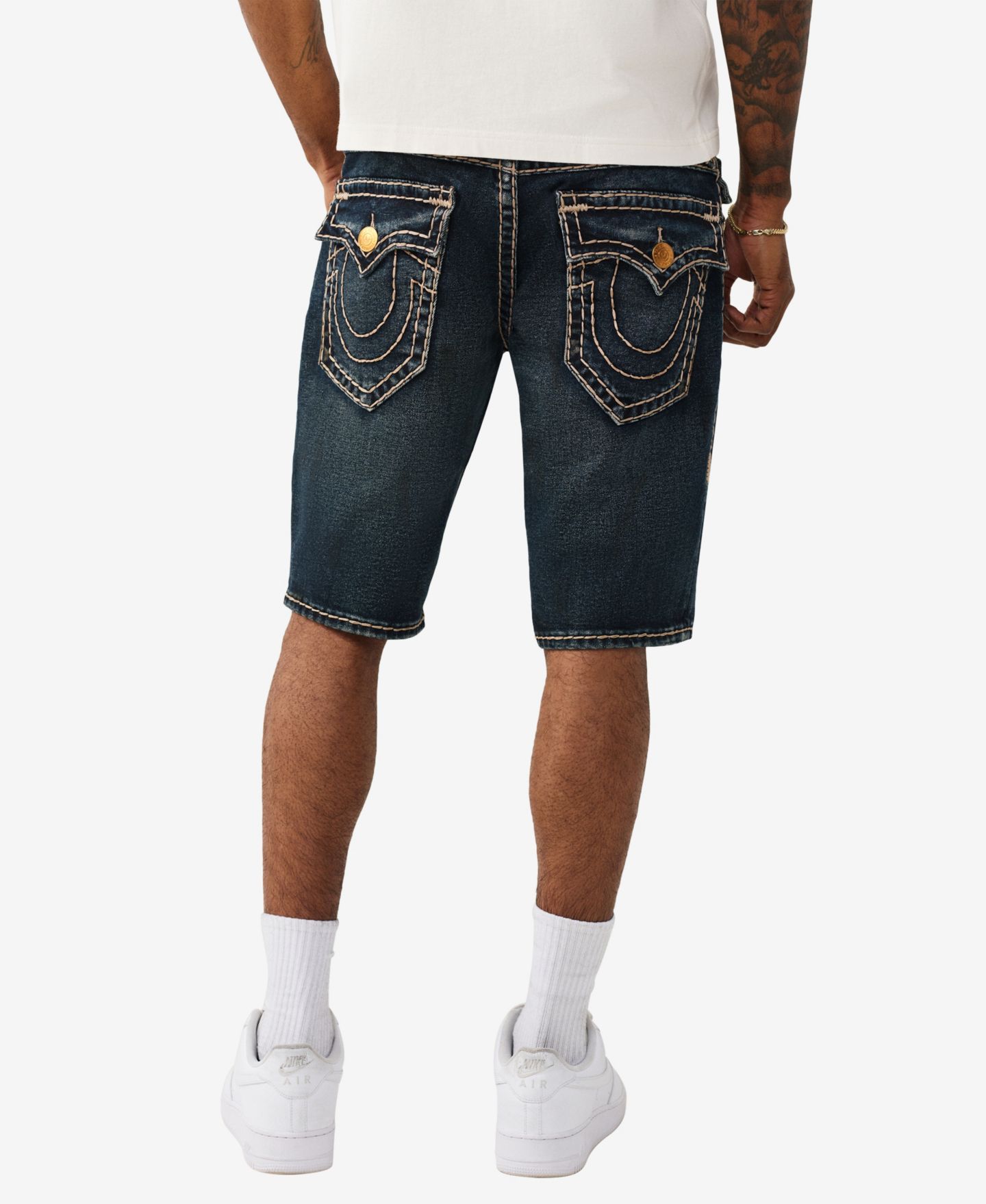 Мужские шорты True Religion Straight-Fit Denim Shorts, цвет: Тёмная варка — фото 3