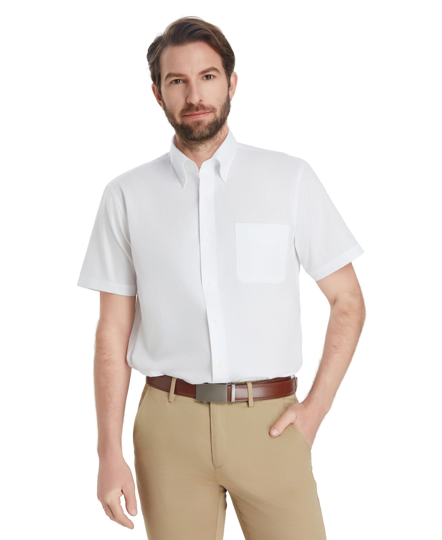 Мужская рубашка Club Room Pinpoint Oxford Dress Shirt, цвет: Белый — фото 1