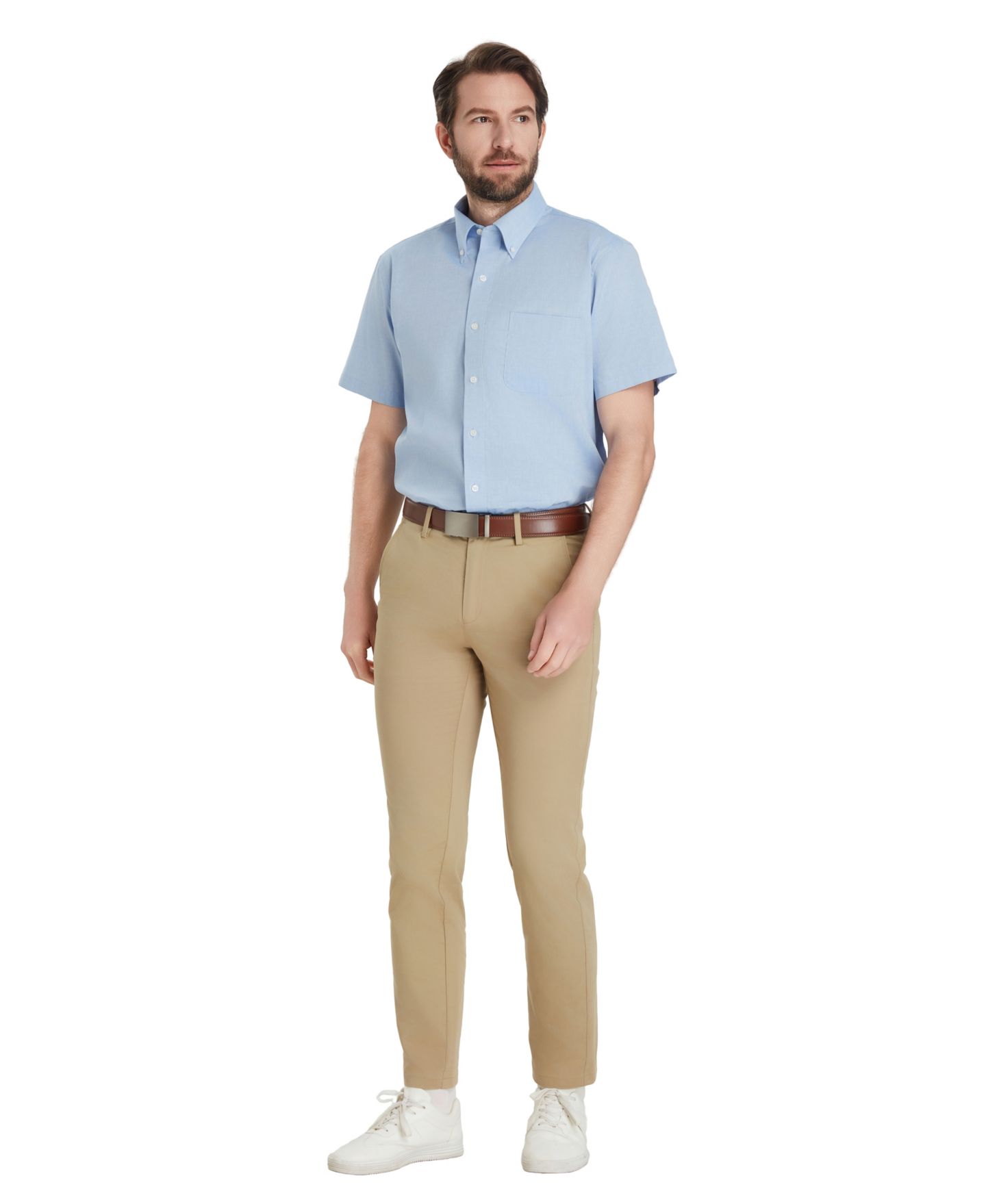Мужская рубашка Club Room Oxford Solid Dress Shirt, цвет: Светлый синий — фото 3
