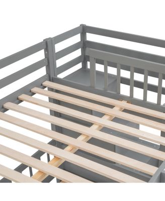 Full Over Twin Bunk Bed with Desk, Drawers and Shelves