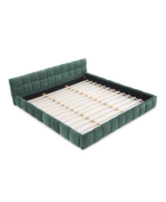  King Upholstered Bed Frame with Chenille Fabric, No Box Spring Needed