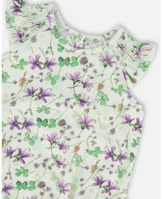 Baby Girls Jersey Romper Printed Flowers