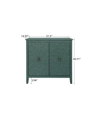 Vintage Sideboard Cabinet, Hand-Painted Green, Hidden Storage, Easy Clean Base