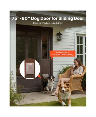 Adjustable Sliding Glass Pet Door for Renters, Aluminum Alloy Frame with Lock & Flap