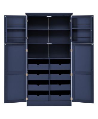  Premium Shaker-Style Pantry Cabinet with 8 Pull-Out Trays