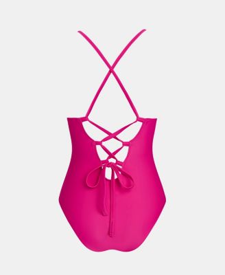 Women's V-Neck Cross-Back Straps One-Piece Swimsuit