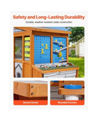 Cedar Wooden Outdoor Kids Playhouse with Doorbell and Bird Nest